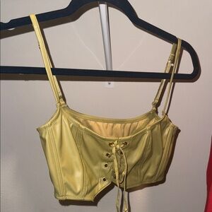 Green Lace-Up Corset Top